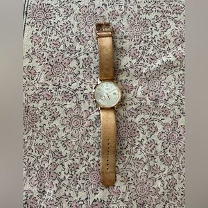 Fossil ES3751 Vintage Muse Silver Dial Sand Leather Strap Women's Watch in EUC